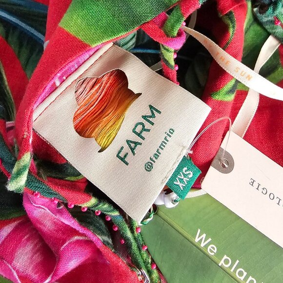 Farm Rio Linen Blend Dream Garden Strappy Drop Waist Midi Dress, Boho, XXS - Picture 11 of 13